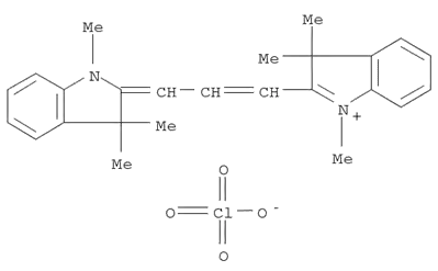 Molecular Structure of 16021-25-3 (1,3,3-Trimethyl-2-[3-(1,3,3-trimethyl-2-indolinylidene)propenyl]-3H-indolium perchlorate)